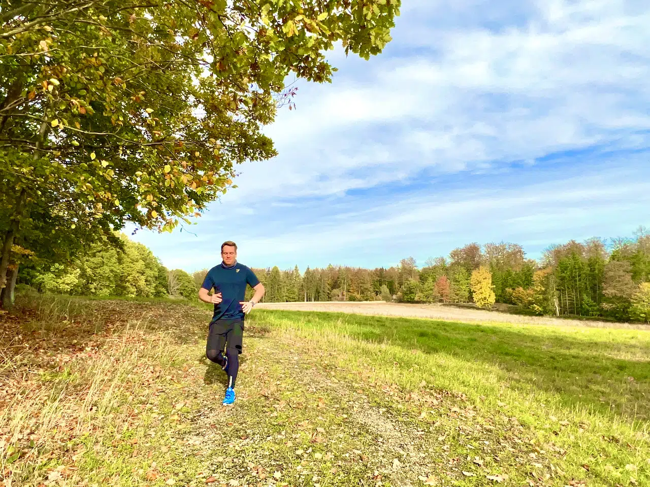 Trailrunning für Anfänger: sicher auf die erste Runde 4 Läufer auf einem unbefestigten Weg in der Natur